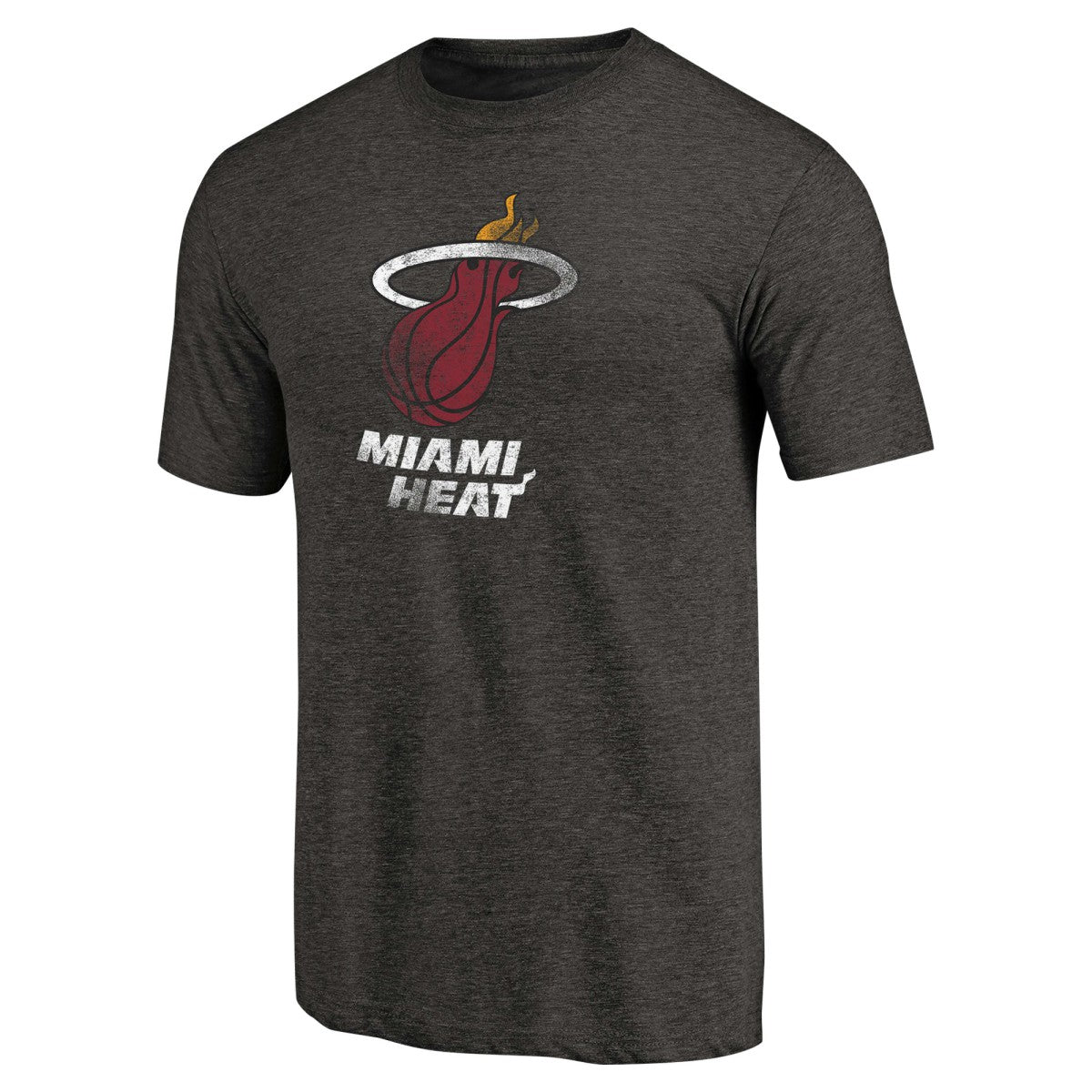 Miami Heat Distressed Logo Tri-Blend T-Shirt Black - NBA