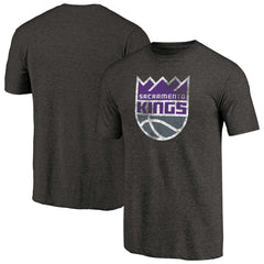 Sacramento Kings Distressed Logo Tri-Blend T-Shirt Black - NBA