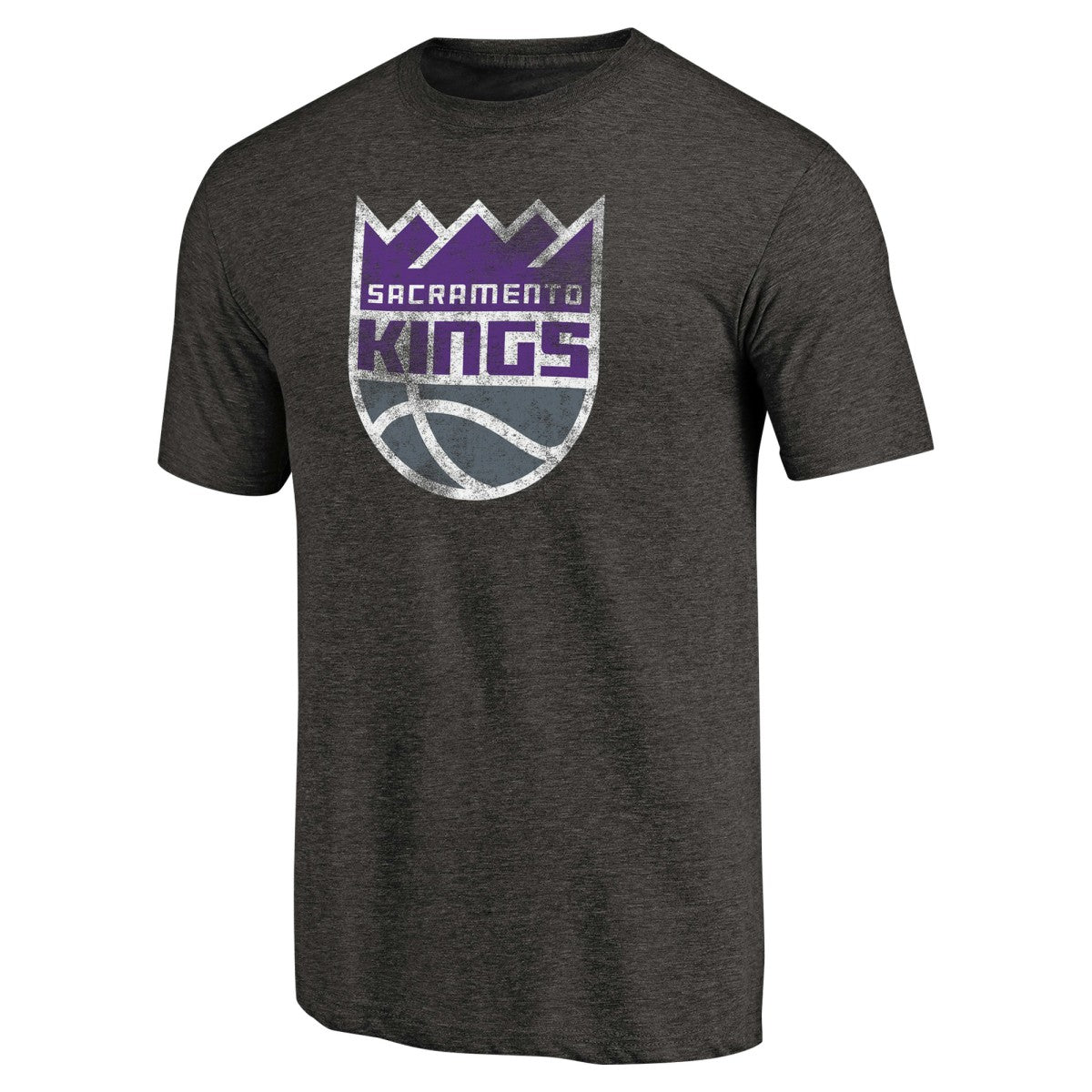 Sacramento Kings Distressed Logo Tri-Blend T-Shirt Black - NBA