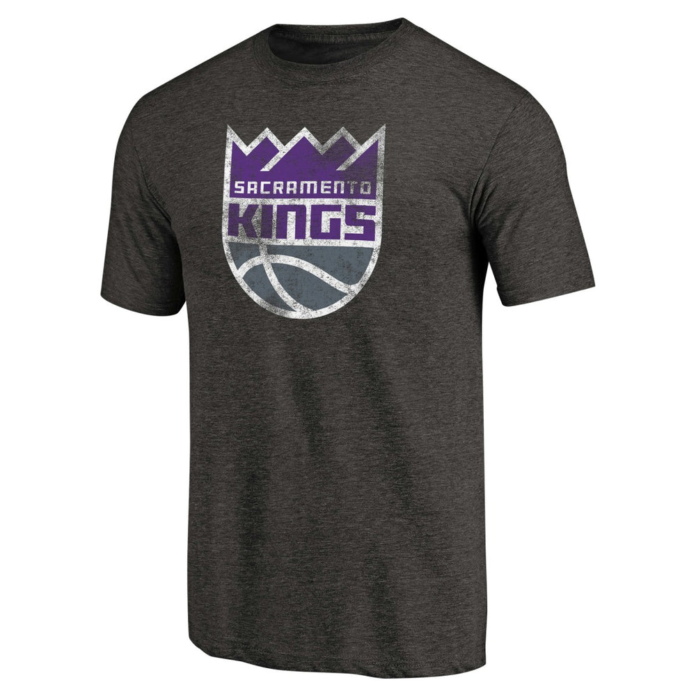 Sacramento Kings Distressed Logo Tri-Blend T-Shirt Black - NBA