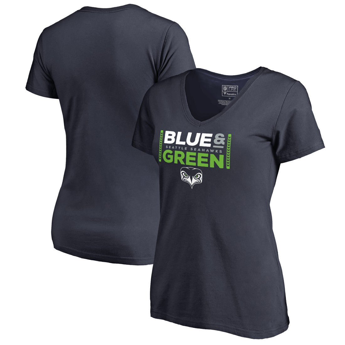 Seattle Seahawks Women's Alternate Team Logo V-Neck T-Shirt Navy | NFL