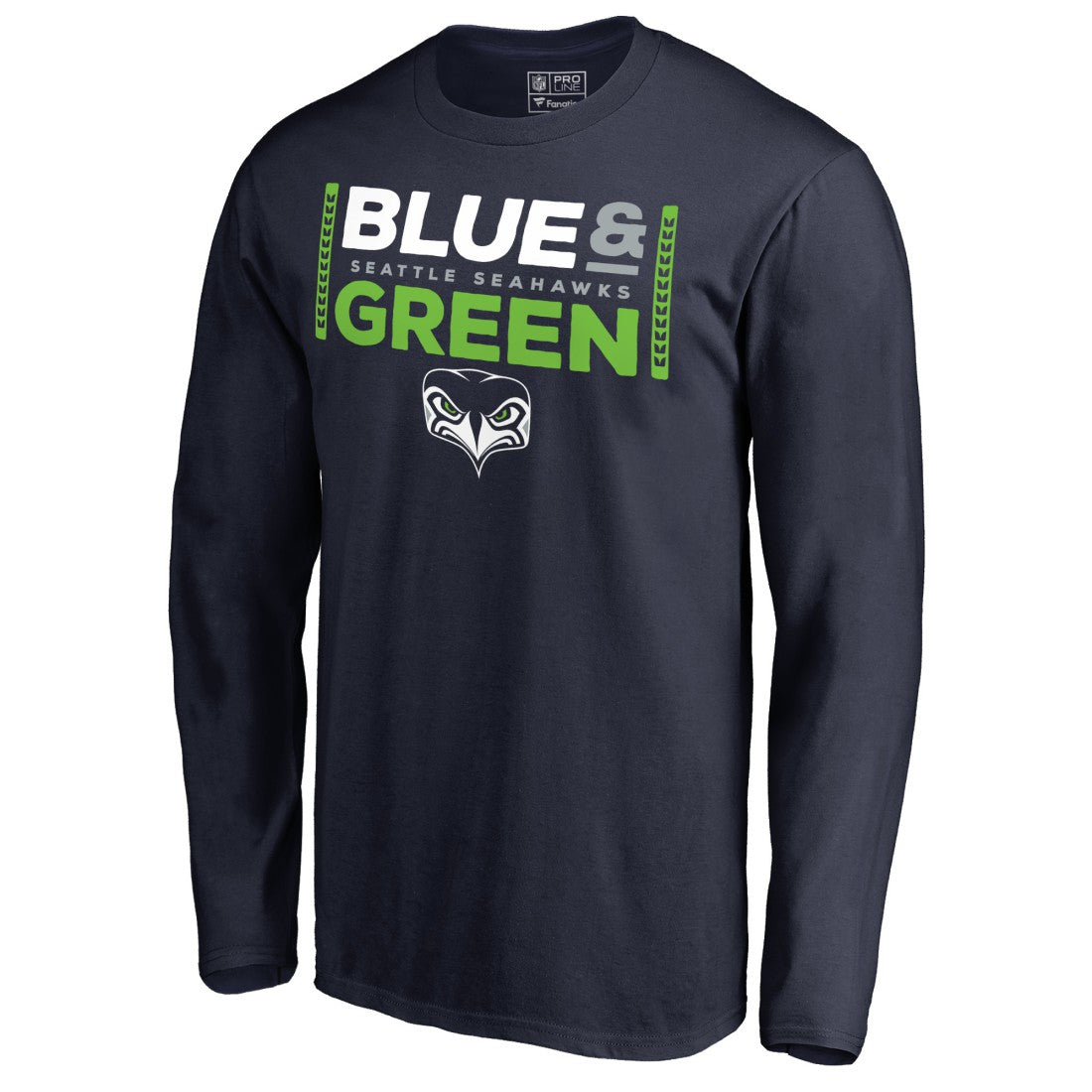 Seattle Seahawks Alternate Team Logo Gear Blue & Green Long Sleeve T-Shirt College Navy | NFL