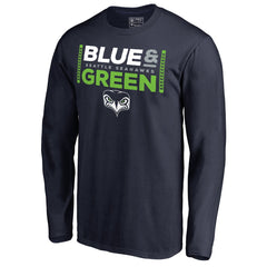 Seattle Seahawks Alternate Team Logo Gear Blue & Green Long Sleeve T-Shirt College Navy | NFL