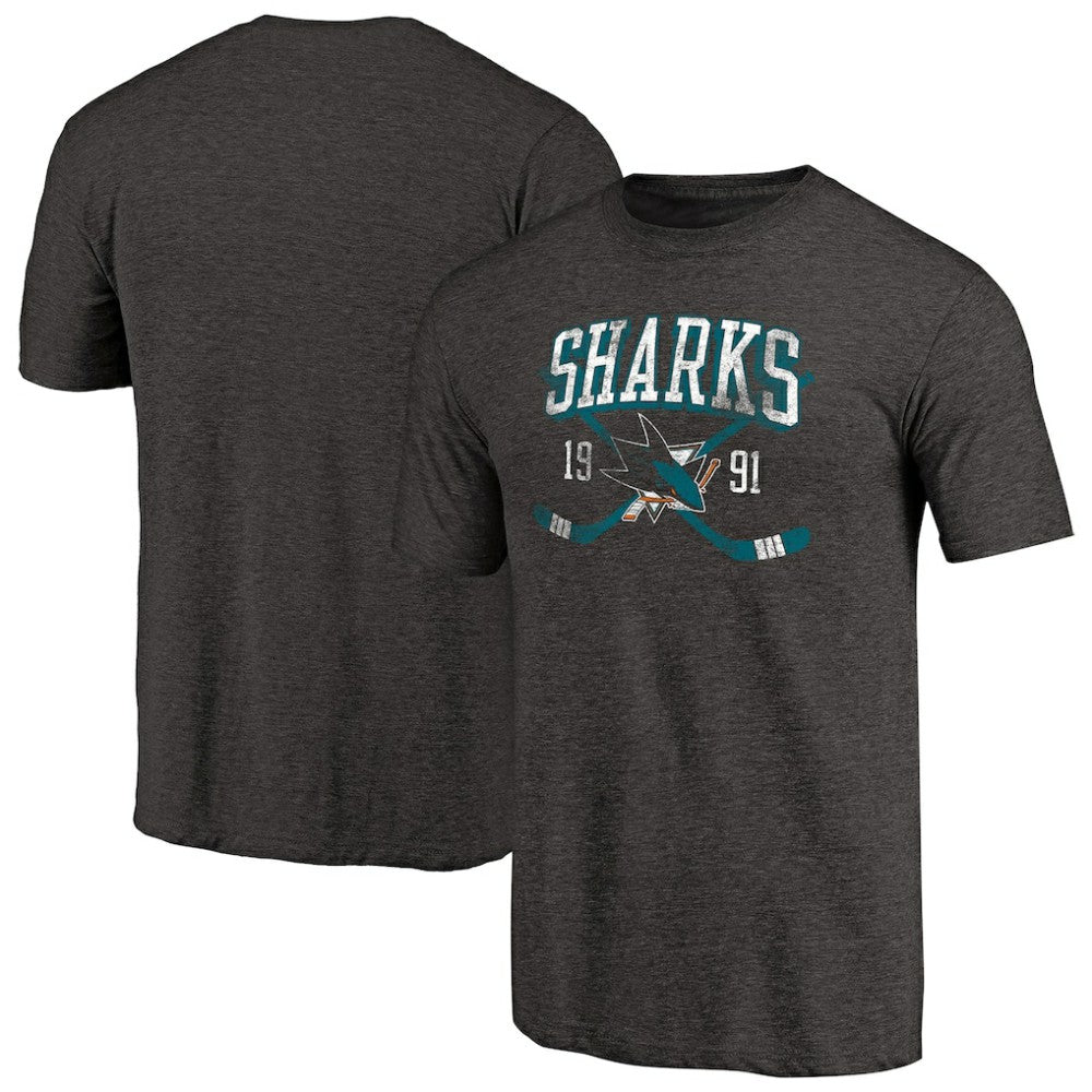 San Jose Sharks Vintage Collection Line Shift Tri-Blend T-Shirt - Black - NHL