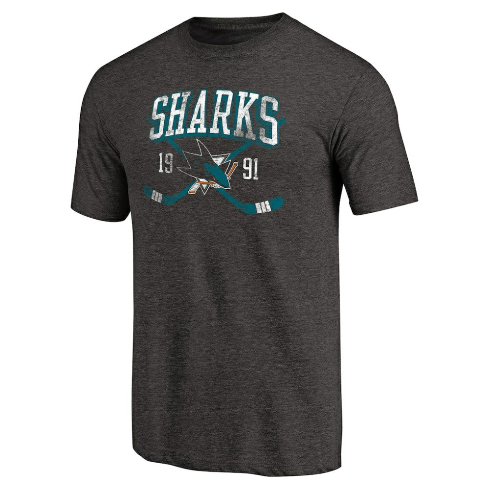 San Jose Sharks Vintage Collection Line Shift Tri-Blend T-Shirt - Black - NHL