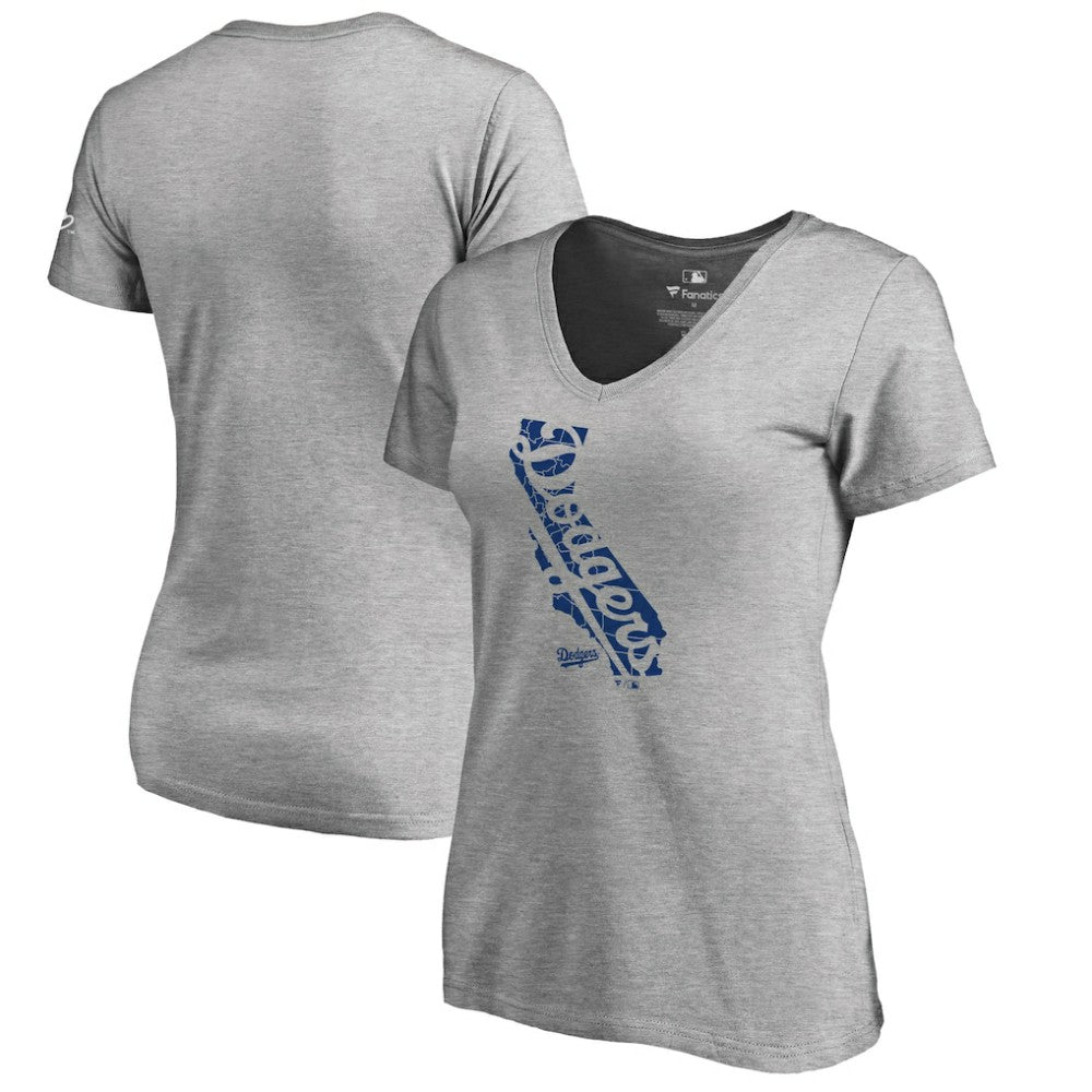 Los Angeles Dodgers Women's Hometown Collection Knockout State V-Neck T-Shirt - MLB