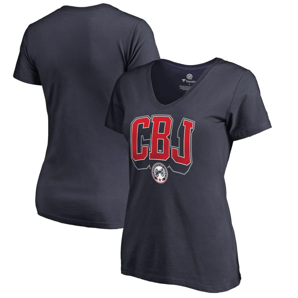 Columbus Blue Jackets Women's Fan Favorite Team Slogan V-Neck T-Shirt - Navy - NHL