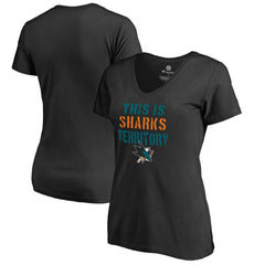 San Jose Sharks Women's Fan Favorite Team Slogan V-Neck T-Shirt - Black - NHL