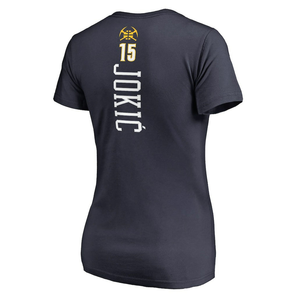 Nikola Jokic Denver Nuggets Women's Team Backer Name & Number V-Neck T-Shirt Navy - NBA