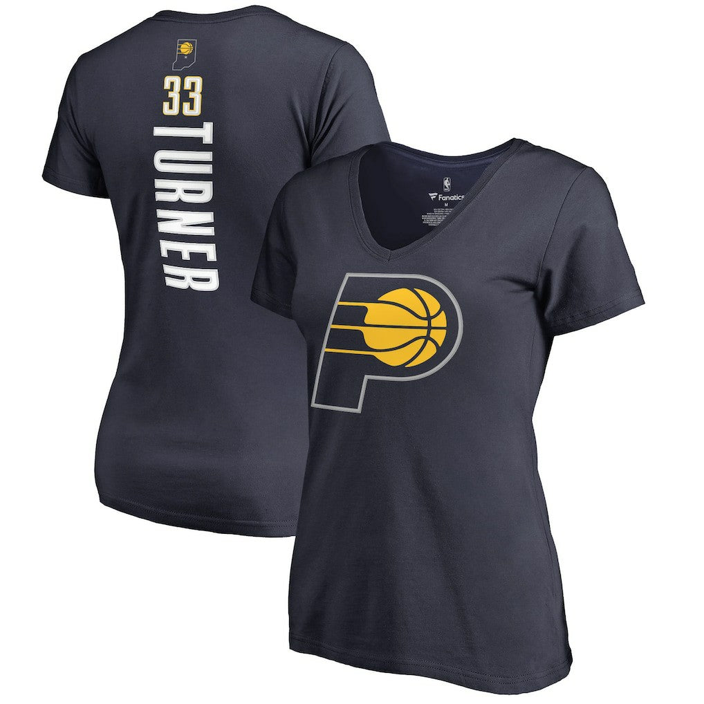 Myles Turner Indiana Pacers Women's Backer Name and Number V-Neck T-Shirt Navy - NBA