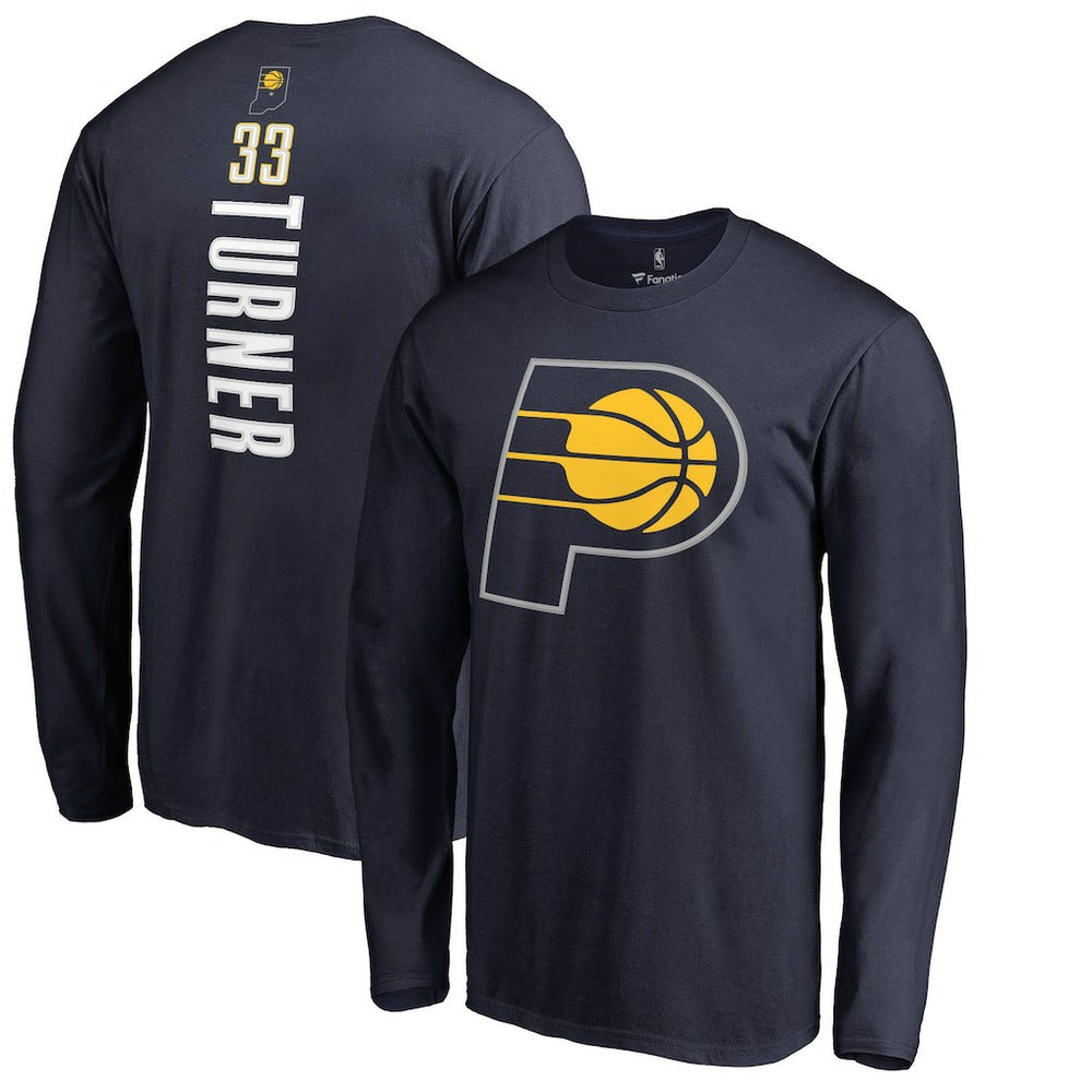 Myles Turner Indiana Pacers Long Sleeve Backer Name and Number T-Shirt Navy - NBA