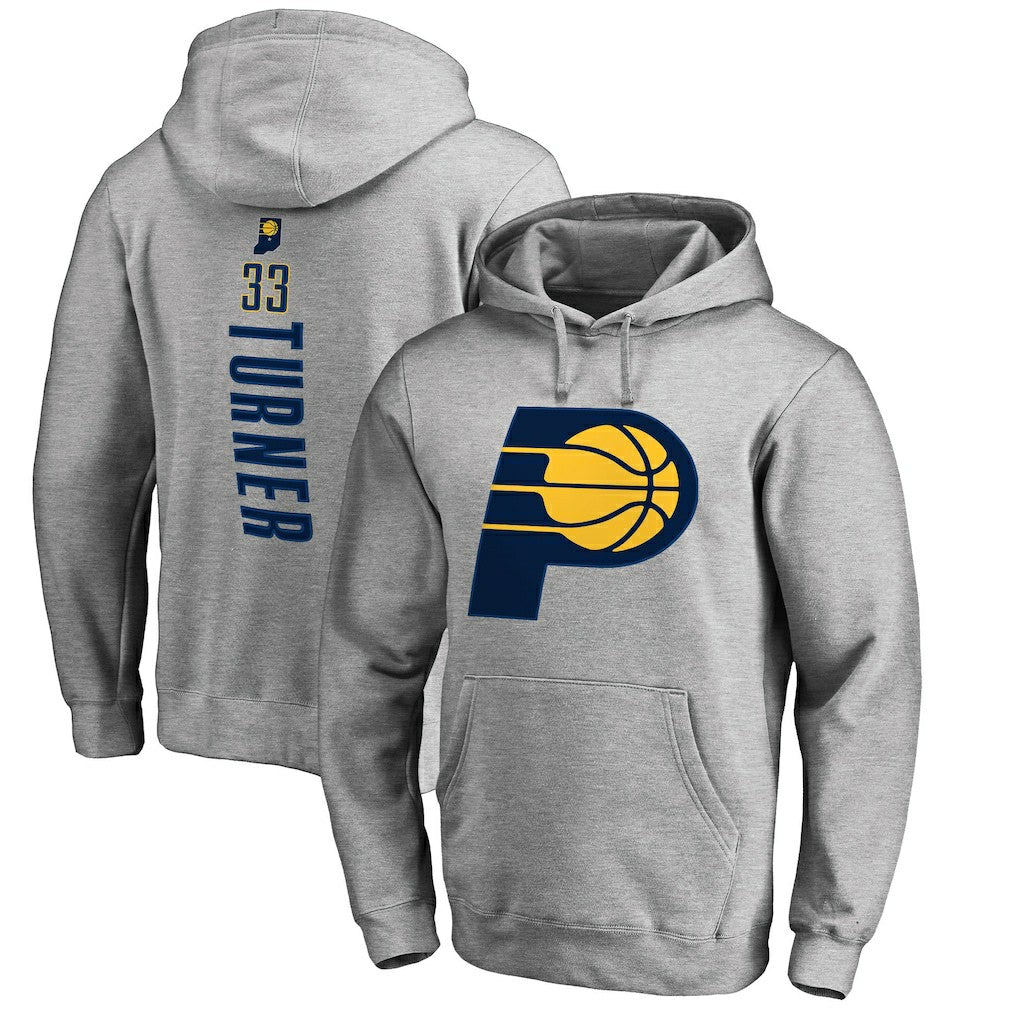 Myles Turner Indiana Pacers Backer Name and Number Pullover Hoodie Heathered Gray - NBA