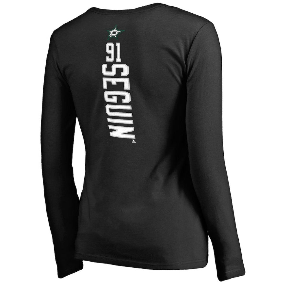 Tyler Seguin Dallas Stars Women's Backer Name & Number Slim Fit Long Sleeve V-Neck T-Shirt - Black - NHL