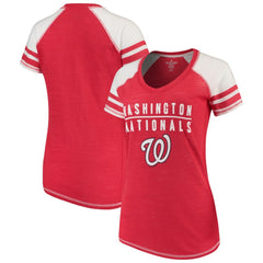Washington Nationals Soft as a Grape Women's Color Block V-Neck T-Shirt - MLB