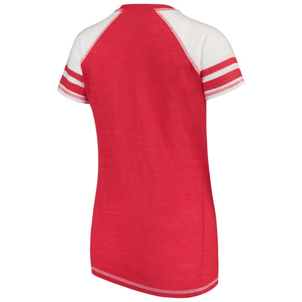 Washington Nationals Soft as a Grape Women's Color Block V-Neck T-Shirt - MLB