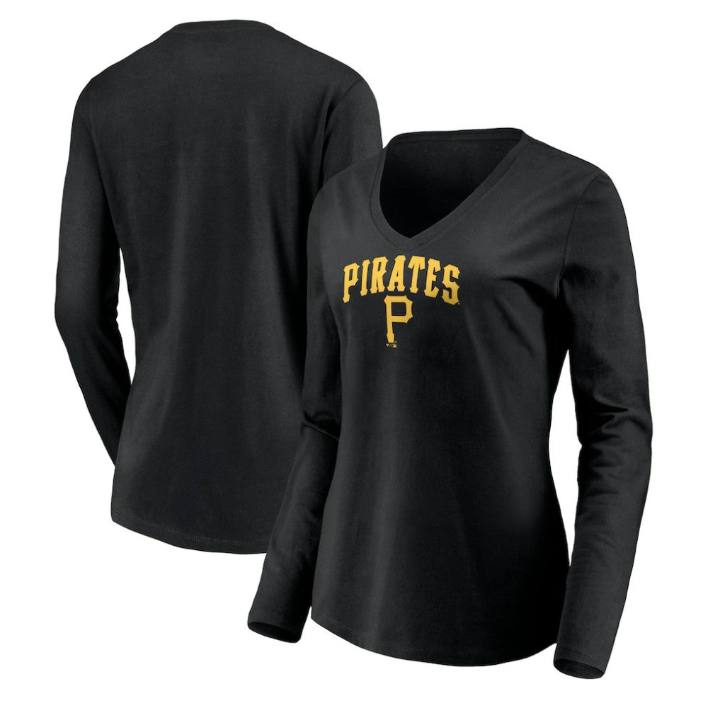 Pittsburgh Pirates Women's Cooperstown Collection Wahconah Long Sleeve V-Neck T-Shirt - MLB