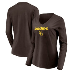San Diego Padres Women's Cooperstown Collection Wahconah Long Sleeve V-Neck T-Shirt - MLB