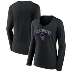 Colorado Rockies Women's Team Lockup Slim Fit Long Sleeve V-Neck T-Shirt - MLB