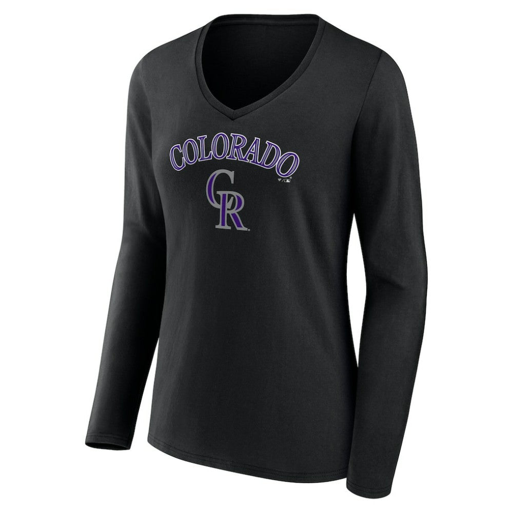 Colorado Rockies Women's Team Lockup Slim Fit Long Sleeve V-Neck T-Shirt - MLB