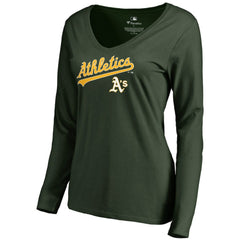 Athletics Women's Team Lockup Slim Fit Long Sleeve V-Neck T-Shirt - MLB