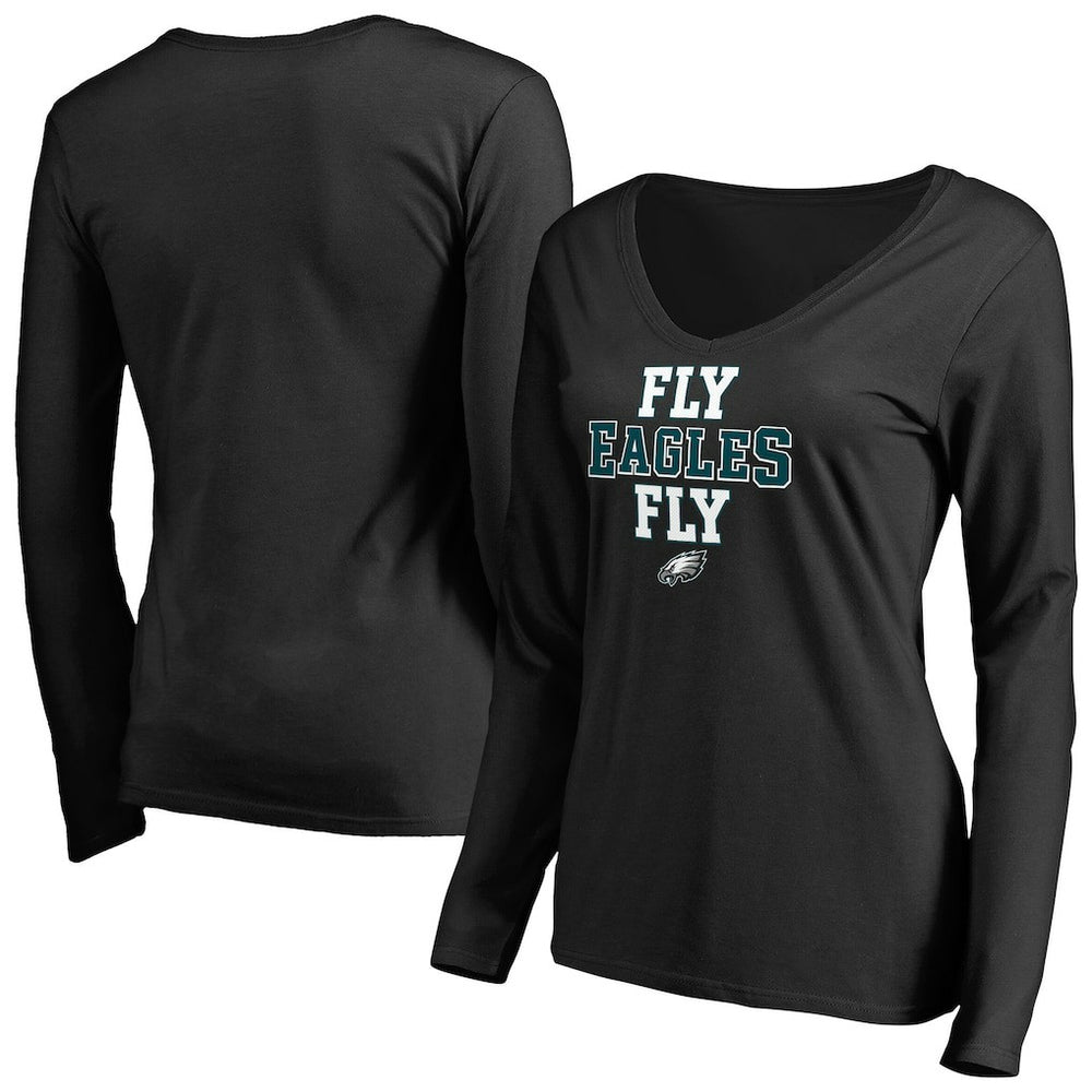 Philadelphia Eagles Women's Hometown Collection Fly Eagles Fly Long Sleeve T-Shirt Black | NFL