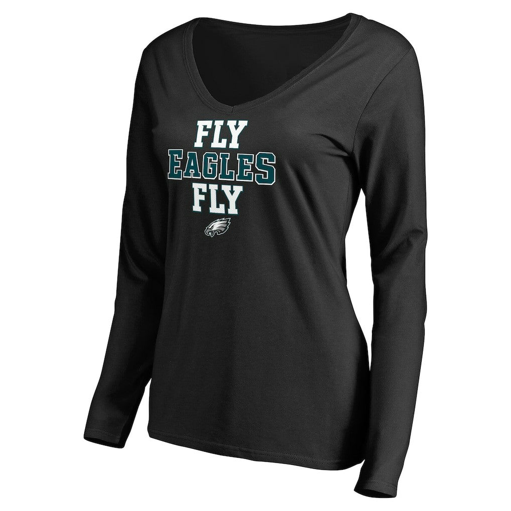Philadelphia Eagles Women's Hometown Collection Fly Eagles Fly Long Sleeve T-Shirt Black | NFL