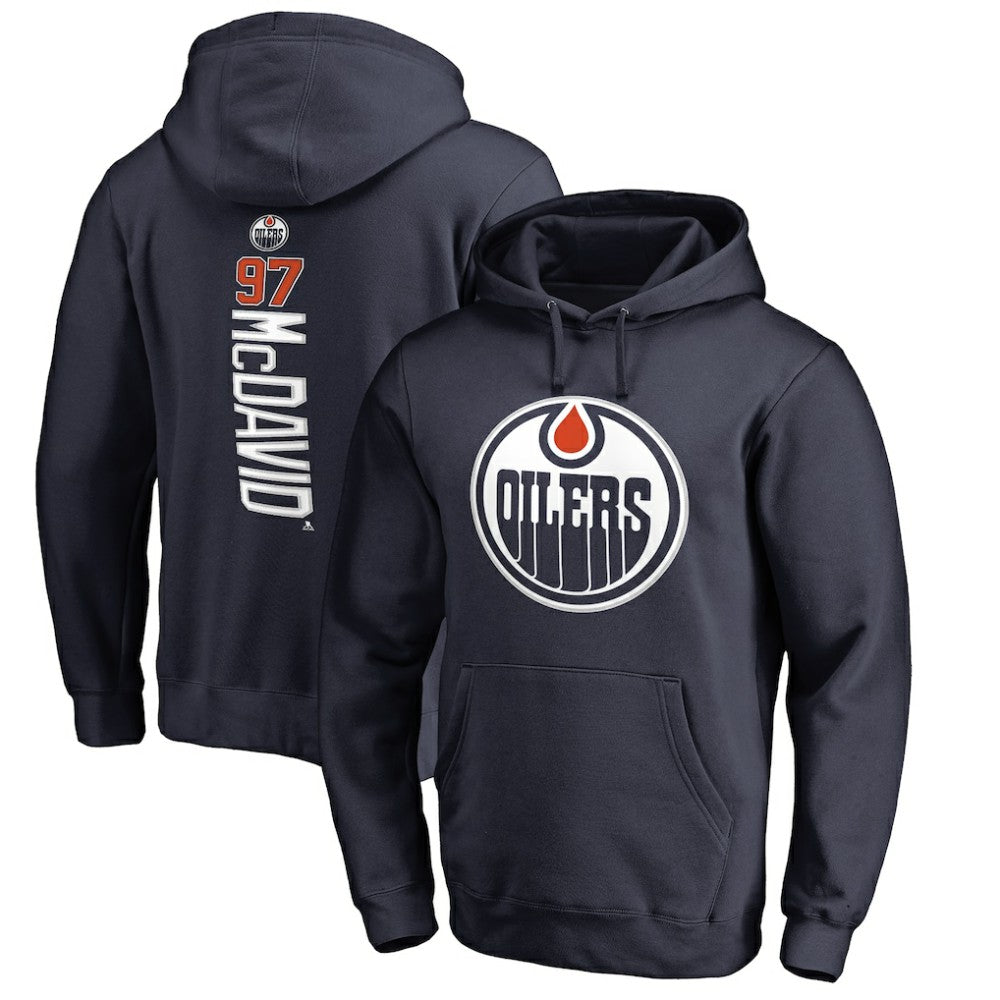 Connor McDavid Edmonton Oilers Backer Name & Number Pullover Hoodie - Navy - NHL