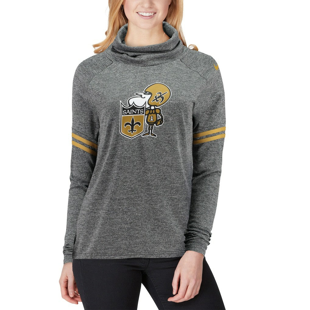 New Orleans Saints Women's Historic Marks Long Sleeve Tri-Blend Funnel Sweatshirt Black | Nike for Sale