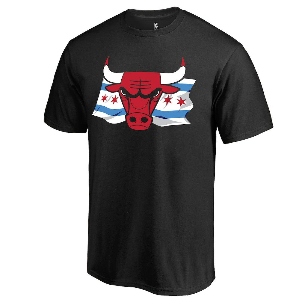 Chicago Bulls Black Hometown Collection Chicago Flag T-Shirt - NBA