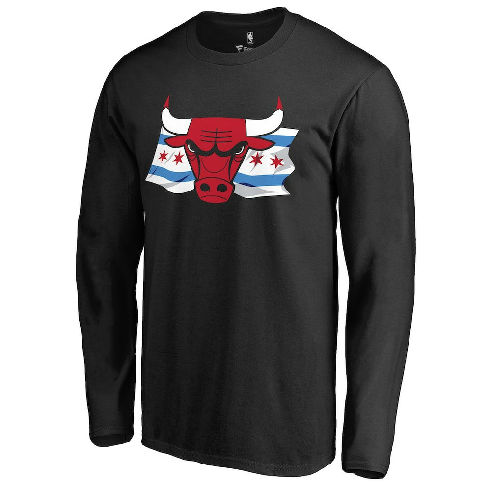Chicago Bulls Hometown Collection Chicago Flag Long Sleeve T-Shirt Black - NBA