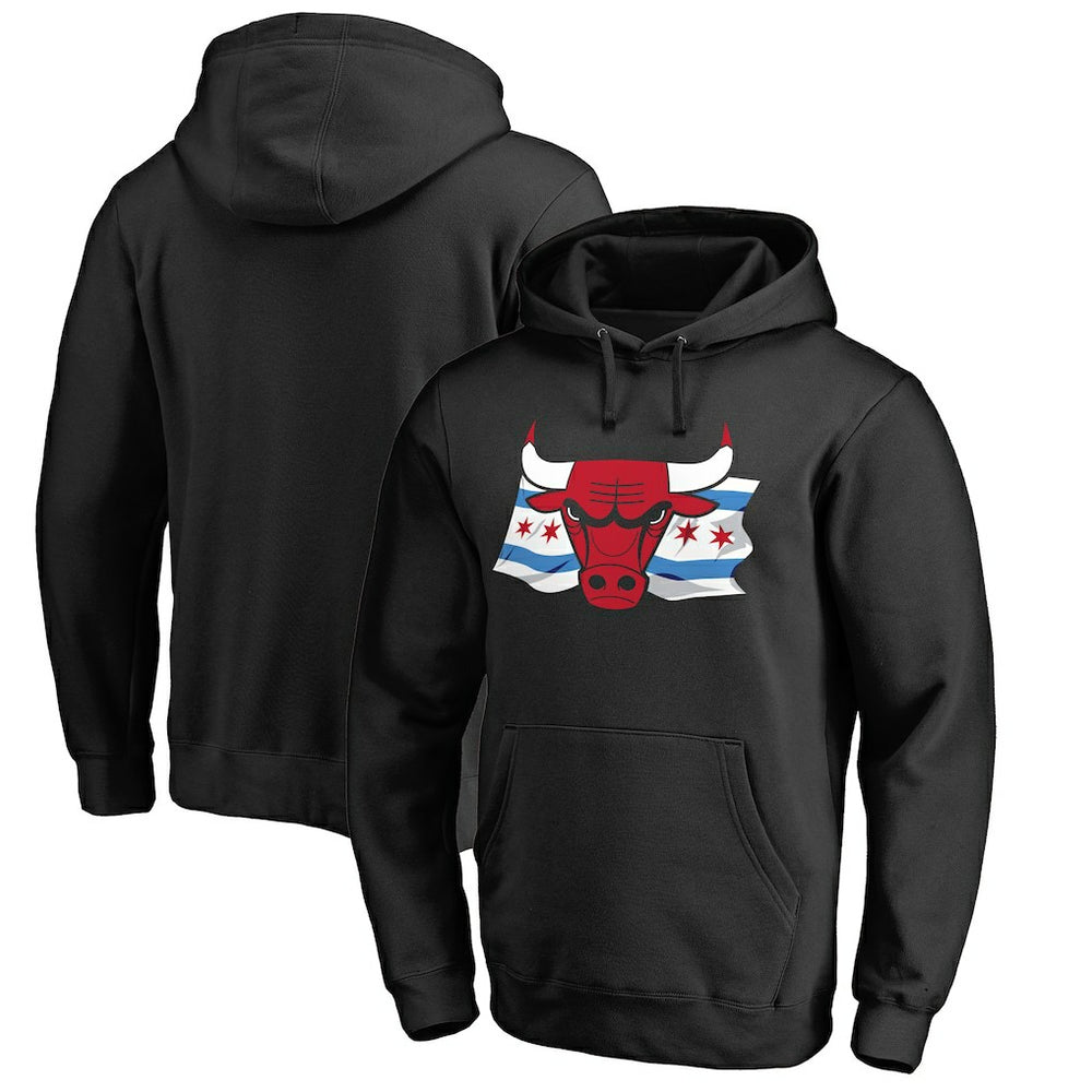 Chicago Bulls Hometown Collection Chicago Flag Pullover Hoodie Black - NBA
