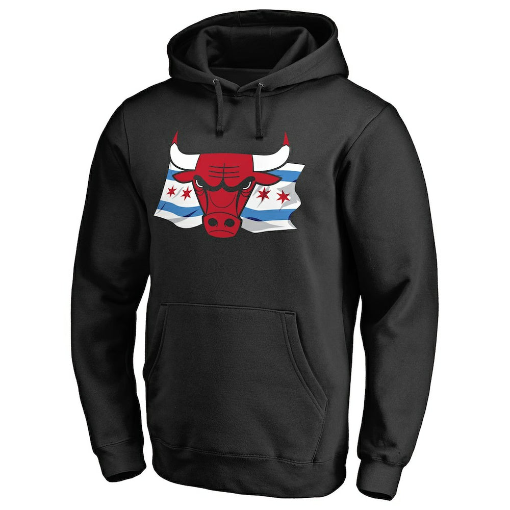 Chicago Bulls Hometown Collection Chicago Flag Pullover Hoodie Black - NBA