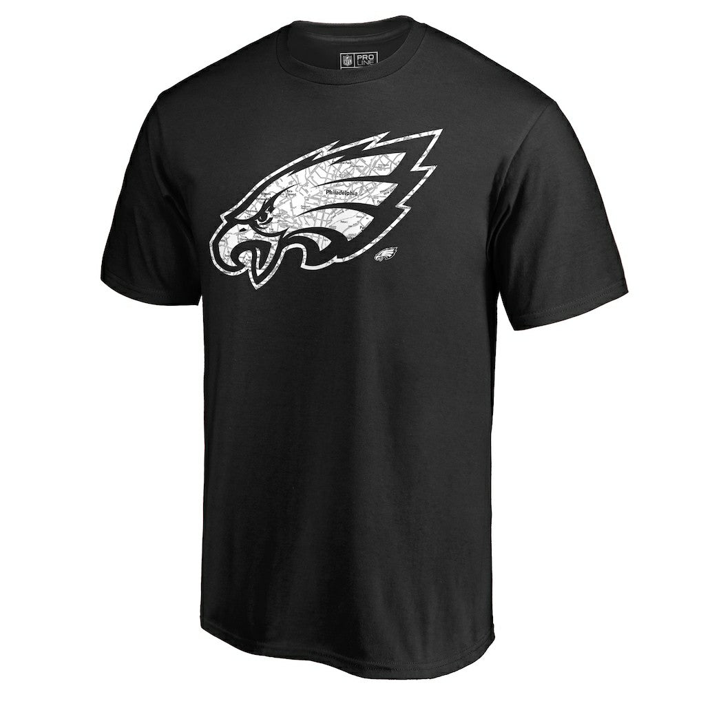 Philadelphia Eagles Hometown Collection On The Map T-Shirt Black | NFL