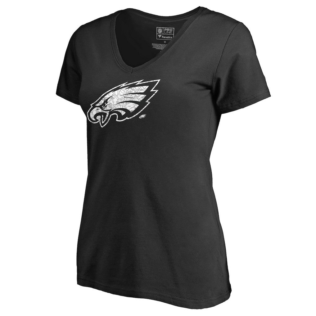 Philadelphia Eagles Women's Hometown Collection On The Map V-Neck T-Shirt Black | NFL