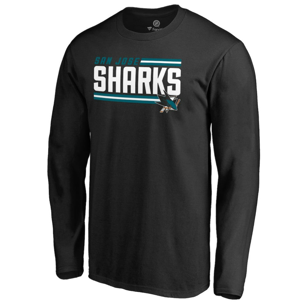 San Jose Sharks Iconic Collection On Side Stripe Long Sleeve T-Shirt - Black - NHL