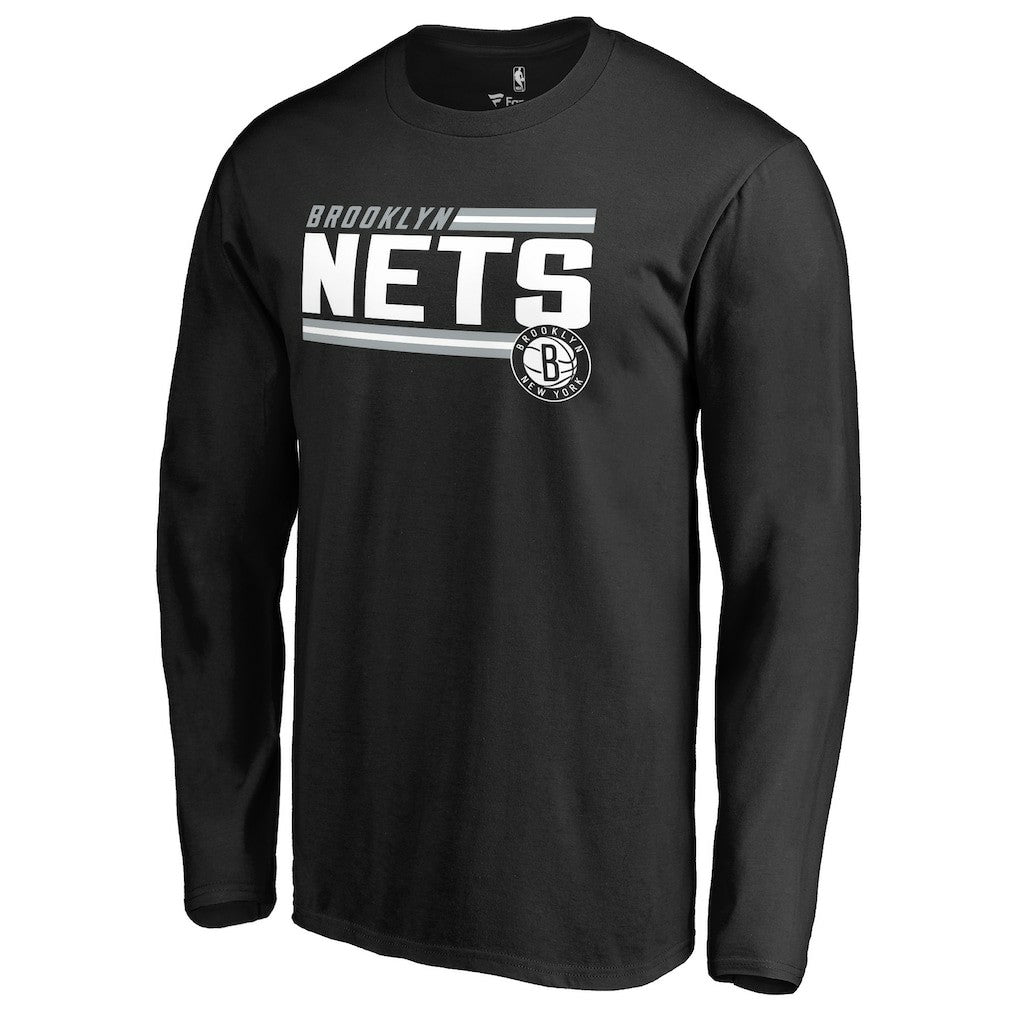 Brooklyn Nets Onside Stripe Long Sleeve T-Shirt Black - NBA