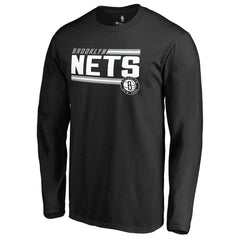 Brooklyn Nets Onside Stripe Long Sleeve T-Shirt Black - NBA