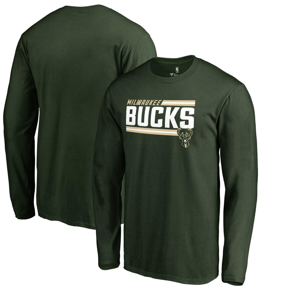 Milwaukee Bucks Onside Stripe Long Sleeve T-Shirt Hunter Green - NBA