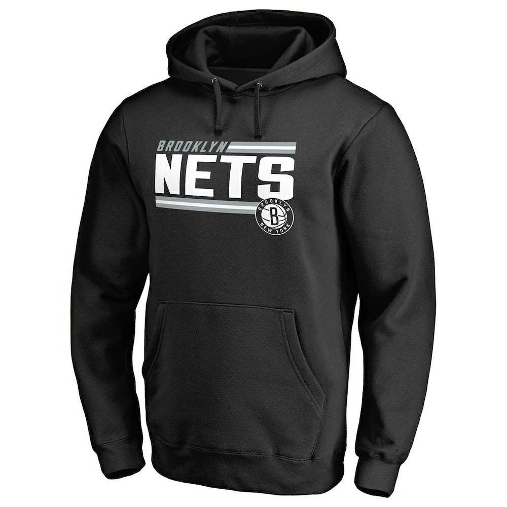 Brooklyn Nets Onside Stripe Pullover Hoodie Black - NBA