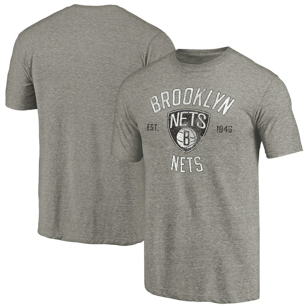 Brooklyn Nets Team Heritage Tri-Blend T-Shirt Gray - NBA