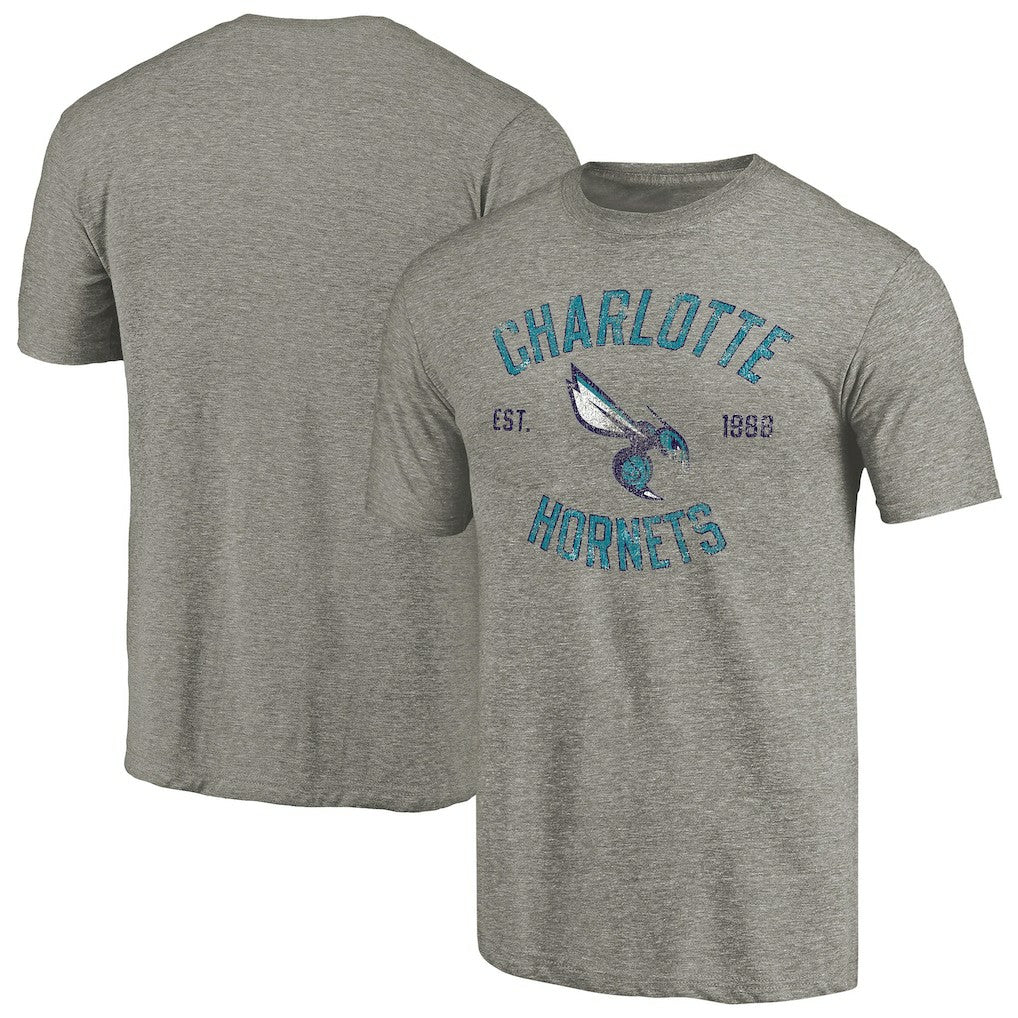 Charlotte Hornets Team Heritage Tri-Blend T-Shirt Gray - NBA