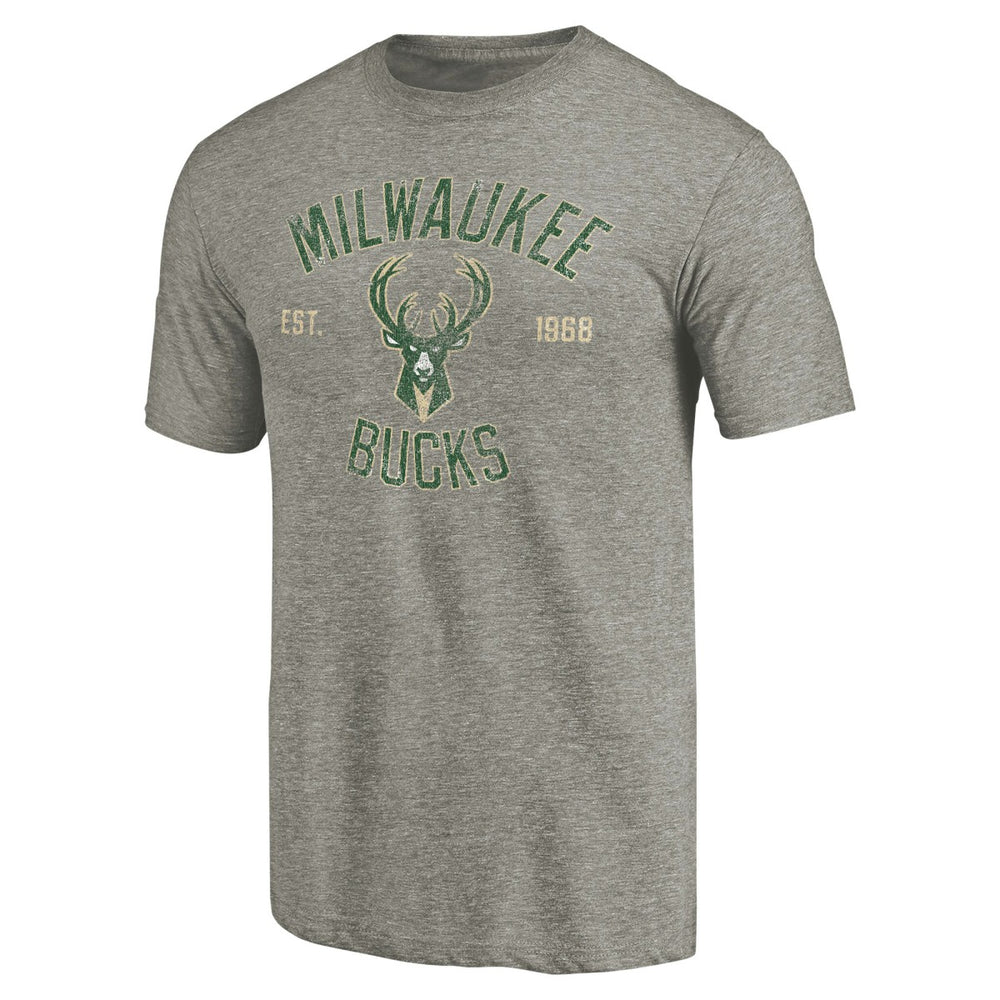 Milwaukee Bucks Team Heritage Tri-Blend T-Shirt Gray - NBA