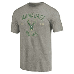 Milwaukee Bucks Team Heritage Tri-Blend T-Shirt Gray - NBA