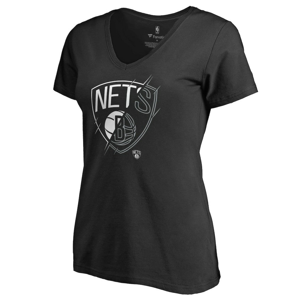 Brooklyn Nets Women's X-Ray Slim Fit V-Neck T-Shirt Black - NBA