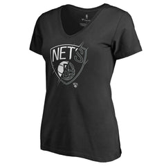 Brooklyn Nets Women's X-Ray Slim Fit V-Neck T-Shirt Black - NBA