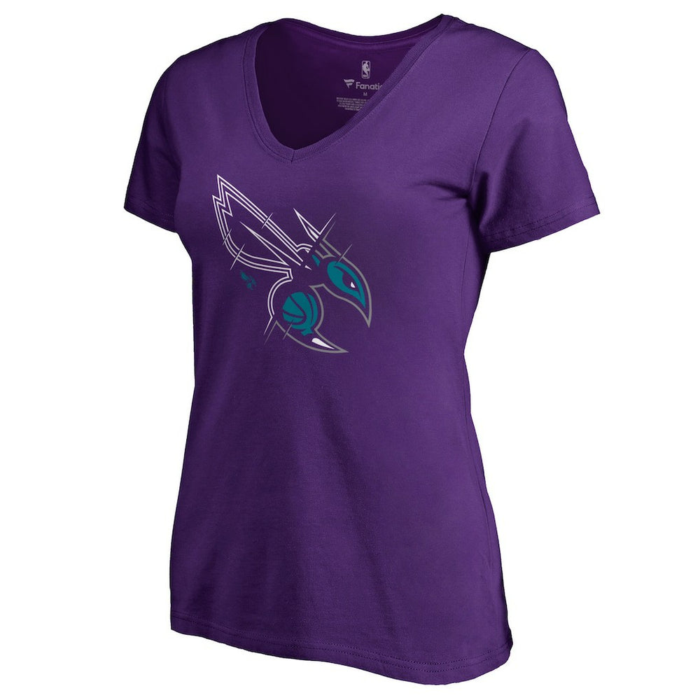 Charlotte Hornets Women's X-Ray Slim Fit V-Neck T-Shirt Purple - NBA