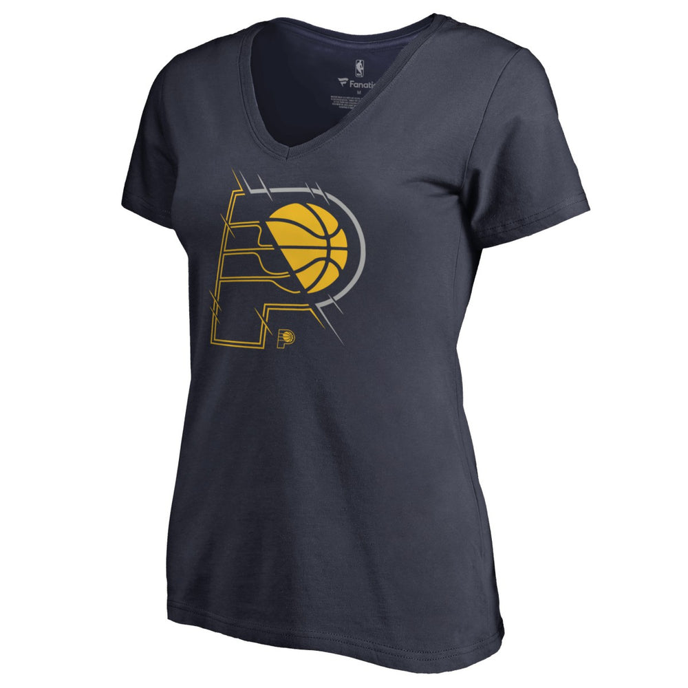 Indiana Pacers Women's X-Ray Slim Fit V-Neck T-Shirt Navy - NBA