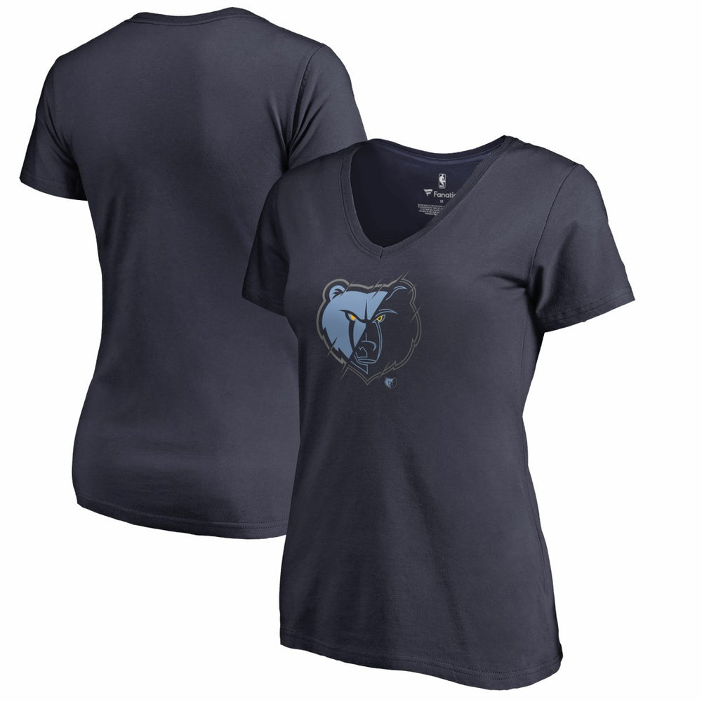 Memphis Grizzlies Women's X-Ray Slim Fit V-Neck T-Shirt Navy - NBA