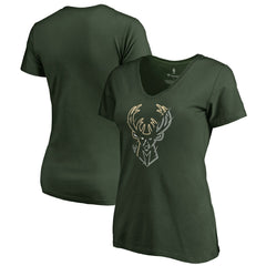 Milwaukee Bucks Women's X-Ray Slim Fit V-Neck T-Shirt Green - NBA