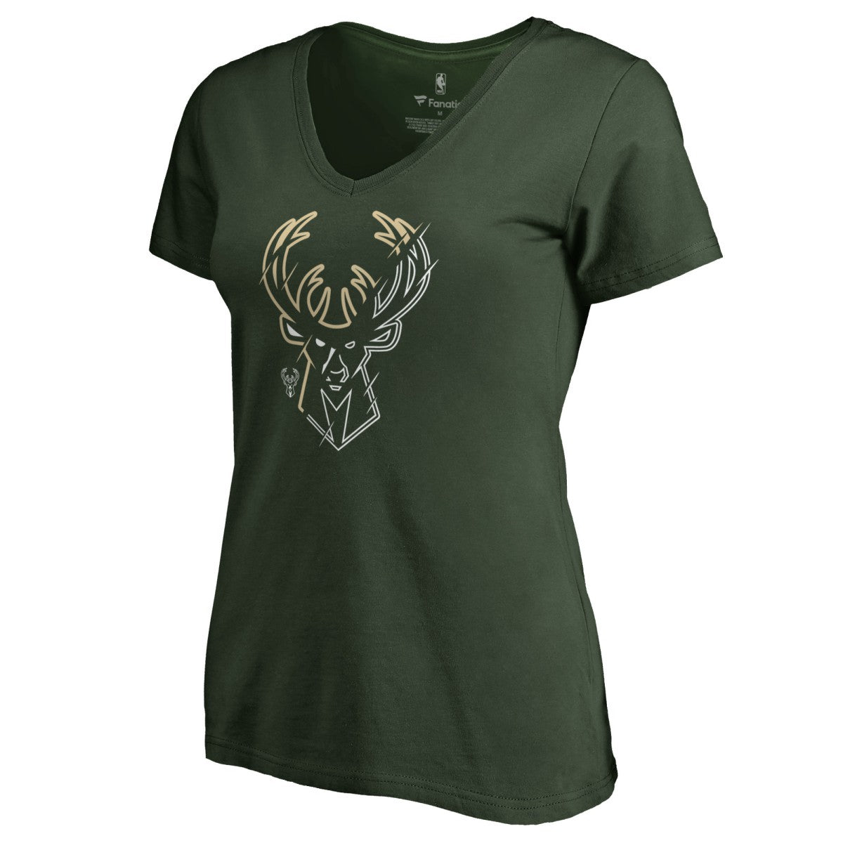 Milwaukee Bucks Women's X-Ray Slim Fit V-Neck T-Shirt Green - NBA